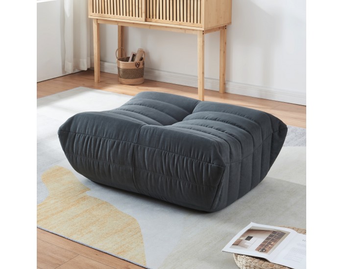 Табуретка за крака Kodsø 35x80x65 см микрофибър черен []