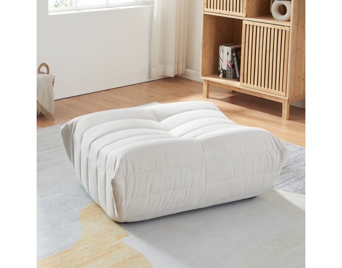 Табуретка за крака Kodsø 35x80x65 см микрофибър бежов []