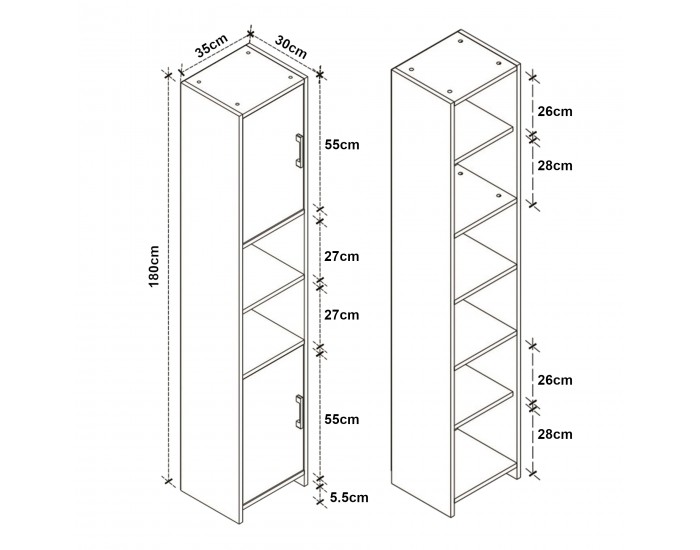 Висок шкаф Rautrina 180x35x30 см дъб вид []