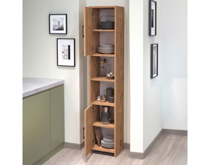 Висок шкаф Rautrina 180x35x30 см дъб вид []