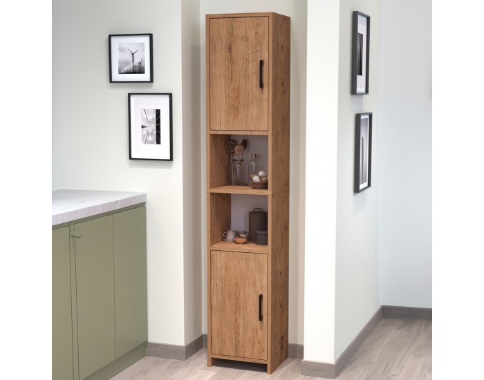 Висок шкаф Rautrina 180x35x30 см дъб вид []