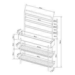 Поставка за растения на открито Aalsmeer метал 154x96x24 cm черен [] - Инструменти, Аксесоари за градината