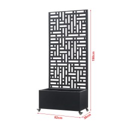 Преградна стена Bernalda с кутия за цветя, стомана, черна [] - Инструменти, Аксесоари за градината