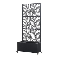 Сърнскоки преграда с кутия за цветя стомана черна [] - Градина