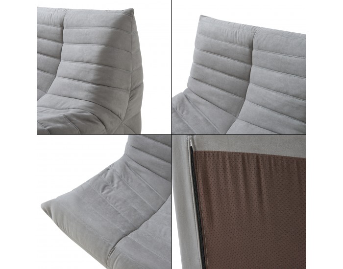 Подов стол с табуретка Kodsø 75x90x100 см микрофибър сив []