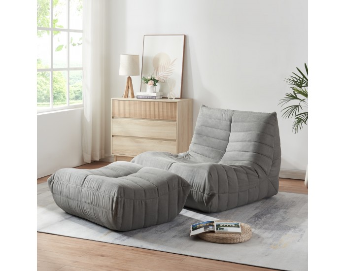 Подов стол с табуретка Kodsø 75x90x100 см микрофибър сив []