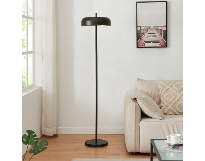 Подова лампа Barton 2-светъл метал 159 см черен []