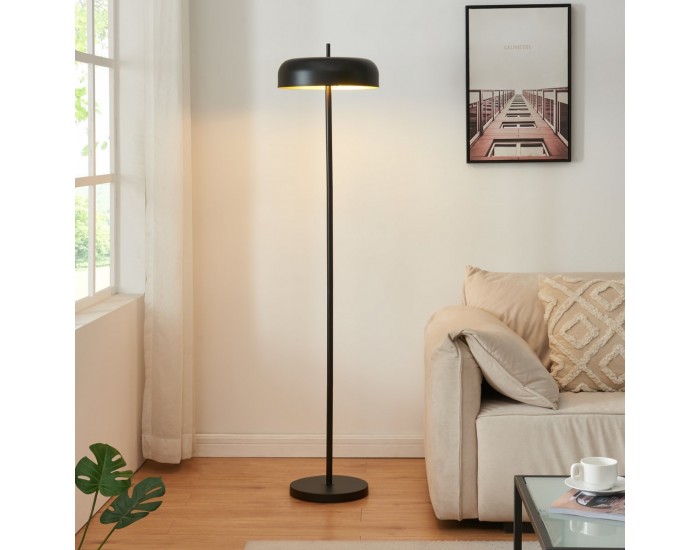 Подова лампа Barton 2-светъл метал 159 см черен []