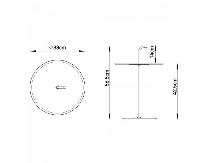Външна метална маса Calimera 56,5 x Ø 38 см Шампанско []
