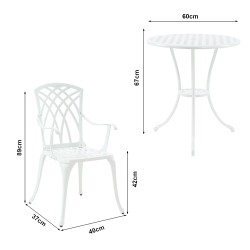 Комплект за бистро Vena от 3 части, лят алуминий, бял [] - Комплекти за външни условия