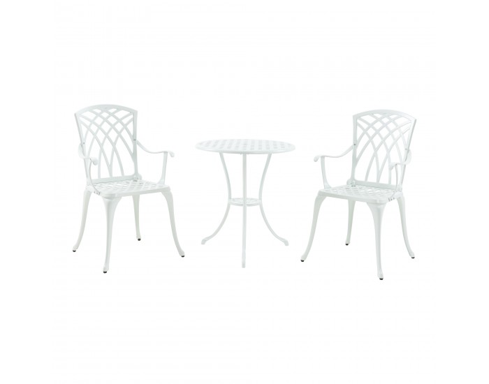 Комплект за бистро Vena от 3 части, лят алуминий, бял []