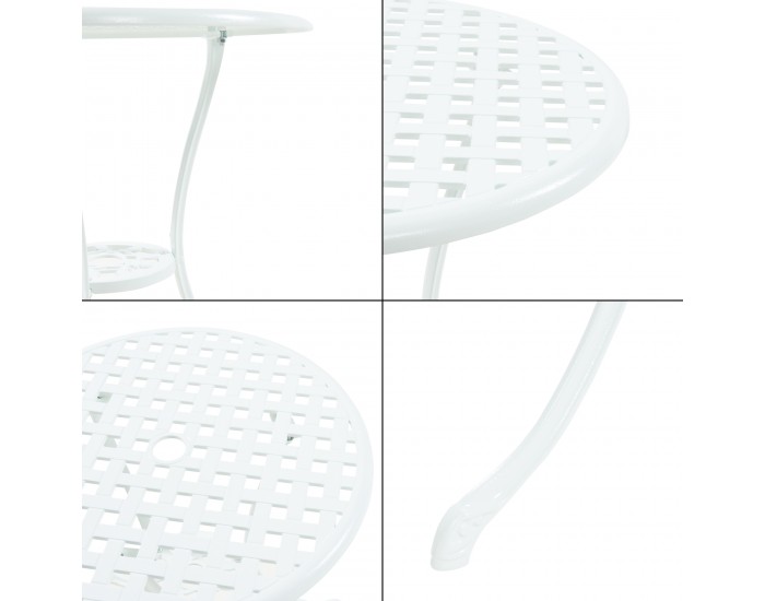 Комплект за бистро Vena от 3 части, лят алуминий, бял []