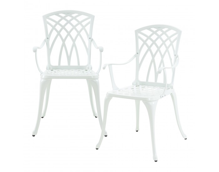 Комплект за бистро Vena от 3 части, лят алуминий, бял []