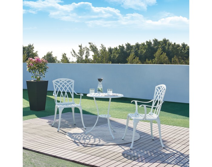 Комплект за бистро Vena от 3 части, лят алуминий, бял []