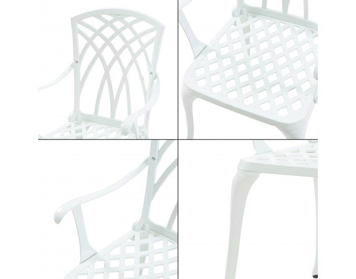 Комплект за бистро Vena от 3 части, лят алуминий, бял []