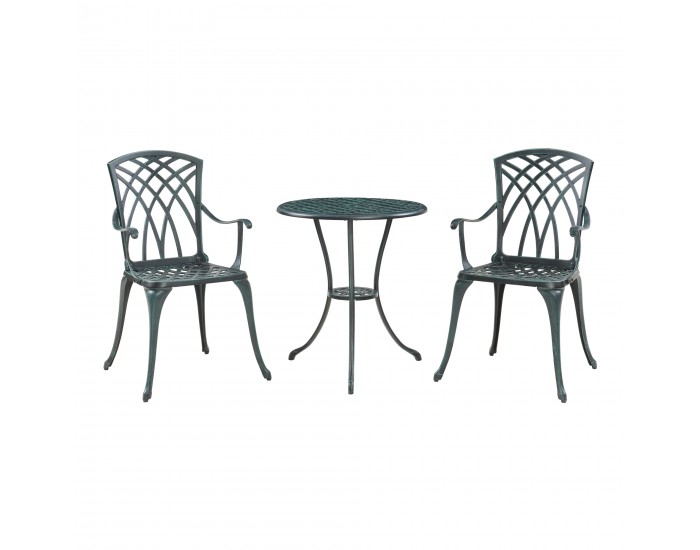 Комплект за бистро Vena от 3 части, лят алуминий, тъмносив със зелена патина []