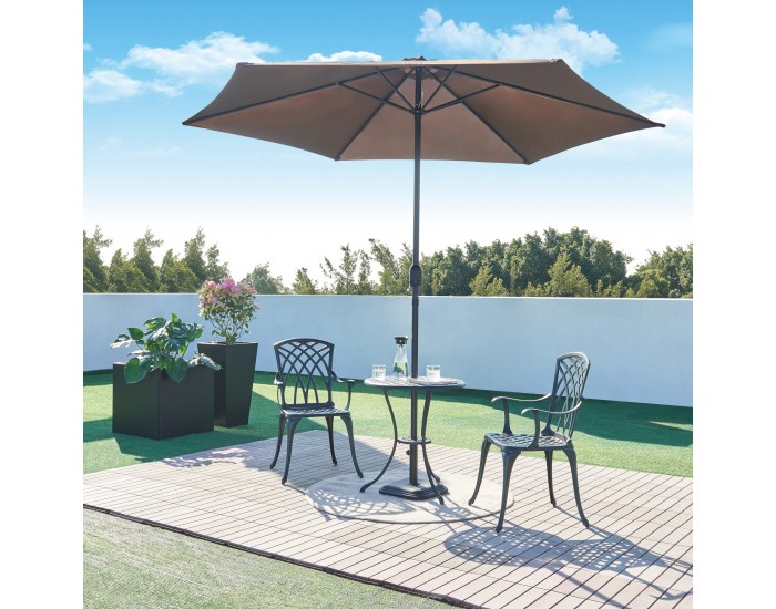 Комплект за бистро Vena от 3 части, лят алуминий, тъмносив със зелена патина []