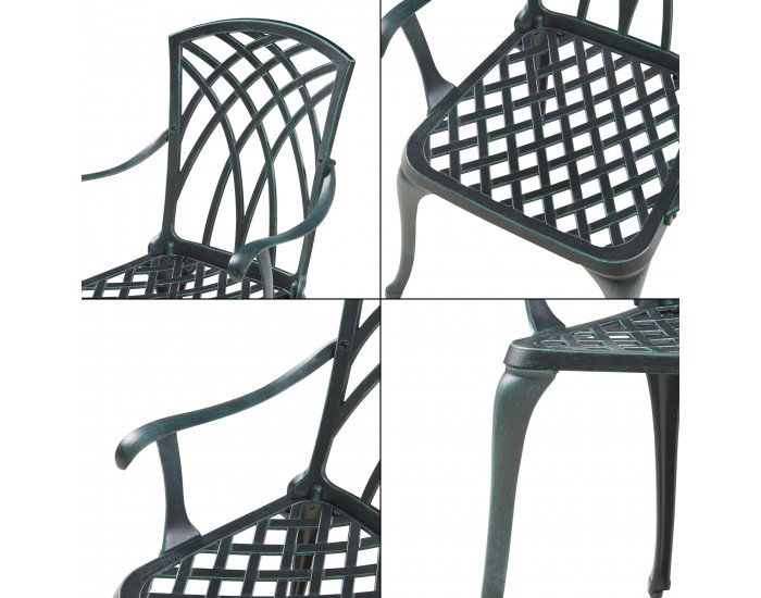 Комплект за бистро Vena от 3 части, лят алуминий, тъмносив със зелена патина []