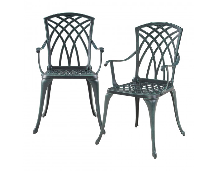 Комплект за бистро Vena от 3 части, лят алуминий, тъмносив със зелена патина []