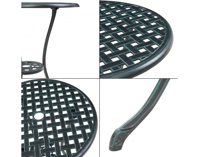 Комплект за бистро Vena от 3 части, лят алуминий, тъмносив със зелена патина []