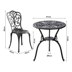 Lupsam Бистро комплект от 3 части, лят алуминий, тъмносив със зелена патина [] - Комплекти за външни условия