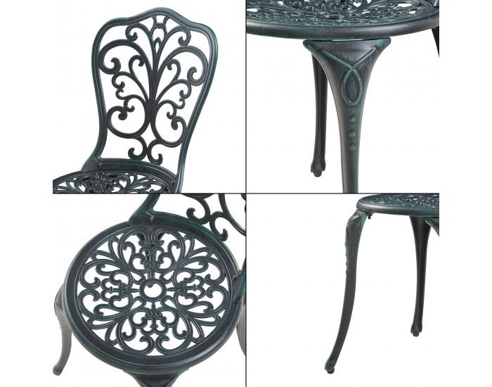 Lupsam Бистро комплект от 3 части, лят алуминий, тъмносив със зелена патина []