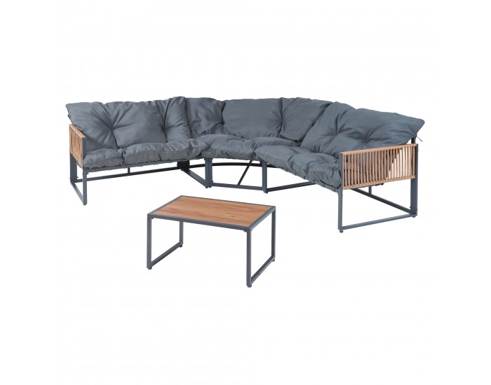 Холна гарнитура Karg тъмно сиво/изглед ратан []