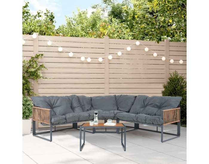 Холна гарнитура Karg тъмно сиво/изглед ратан []