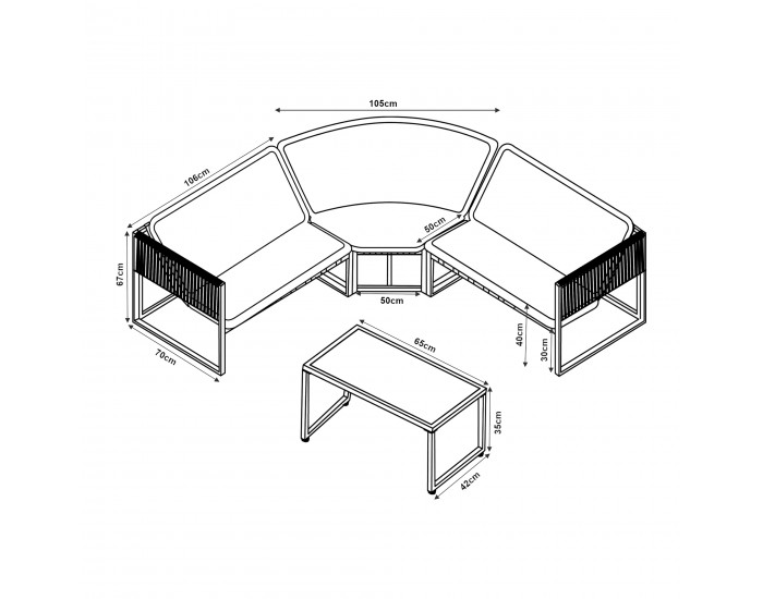 Холна гарнитура Karg тъмно сиво/изглед ратан []