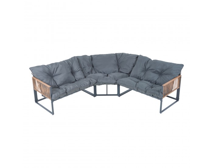 Холна гарнитура Karg тъмно сиво/изглед ратан []