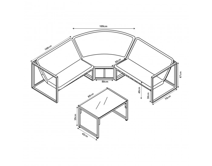 Холна гарнитура Karg тъмносив []