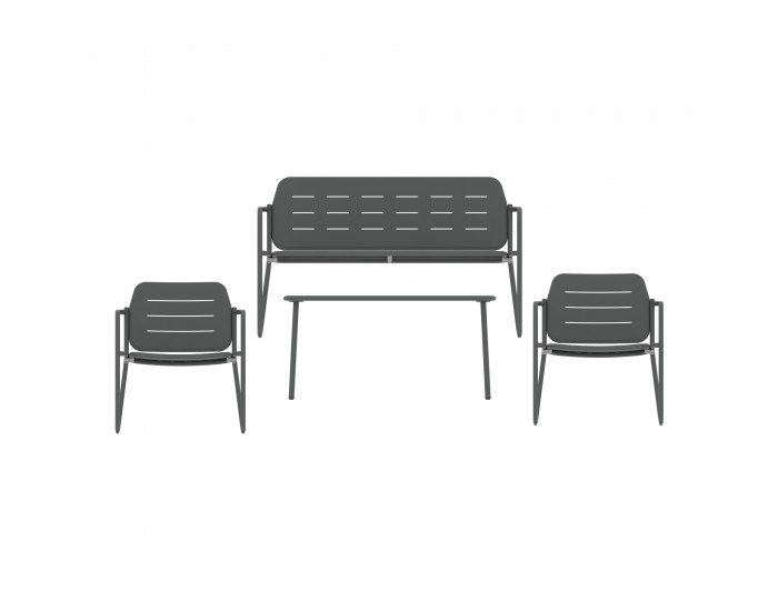 Стоманен комплект градински мебели Andria, 4 части, антрацитно сиво []