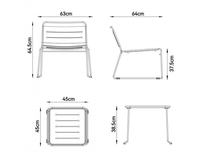 Стоманен комплект градински мебели Andria от 3 части, ванилово жълт []