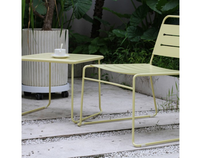 Стоманен комплект градински мебели Andria от 3 части, ванилово жълт []