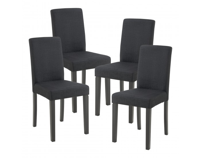 Комплект трапезарни столове Hamburg от 4 бр., черен текстил []