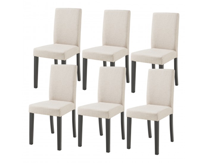 Комплект трапезни столове Hamburg от 6 бр., бежов текстил []