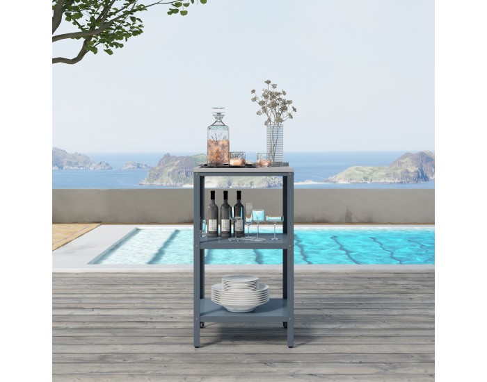 Външен стоящ рафт Bolognano 92x50x50 см тъмно сиво/сребристо []