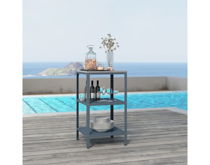 Външен стоящ рафт Bolognano 92x50x50 см тъмно сиво/сребристо []