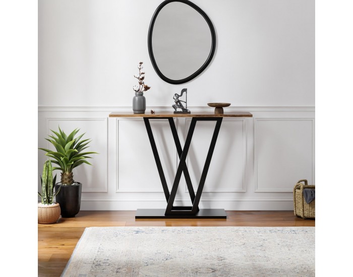 Конзолна маса Seinshung 110x30x80 cm черен/изглед на орех []