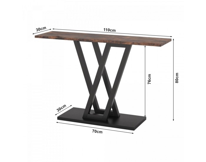 Конзолна маса Seinshung 110x30x80 cm черен/изглед на орех []