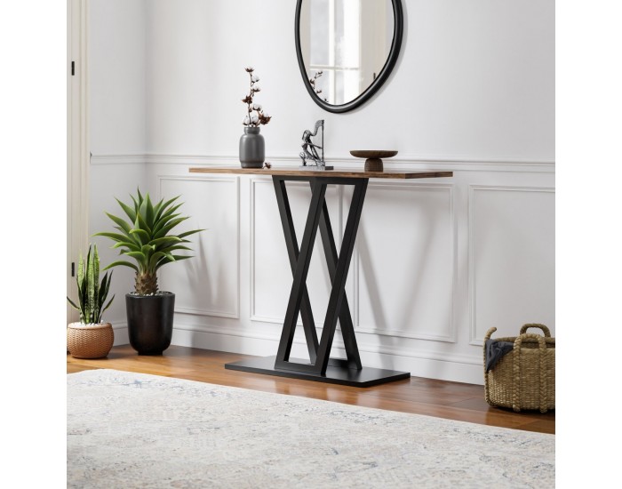 Конзолна маса Seinshung 110x30x80 cm черен/изглед на орех []