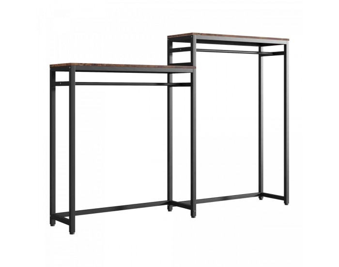 Етажерка за портманто Skestbyena с два елемента 170x240x40 см черен/изглед на орех []