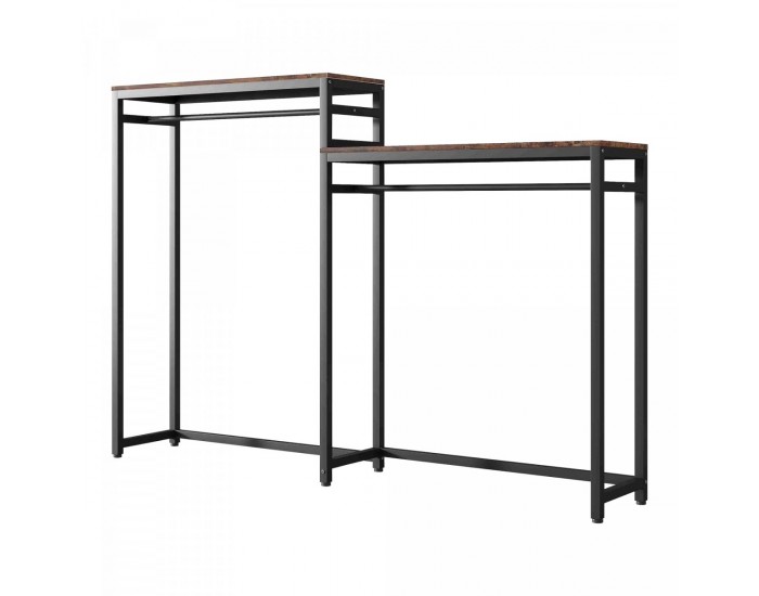 Етажерка за портманто Skestbyena с два елемента 170x240x40 см черен/изглед на орех []