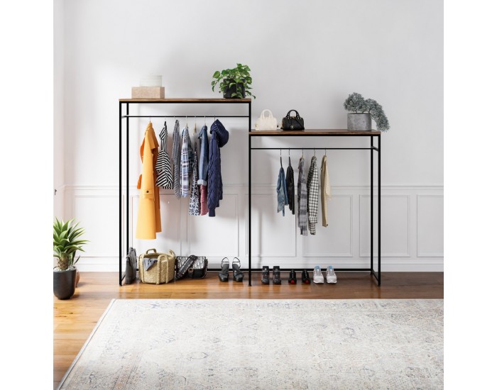 Етажерка за портманто Skestbyena с два елемента 170x240x40 см черен/изглед на орех []