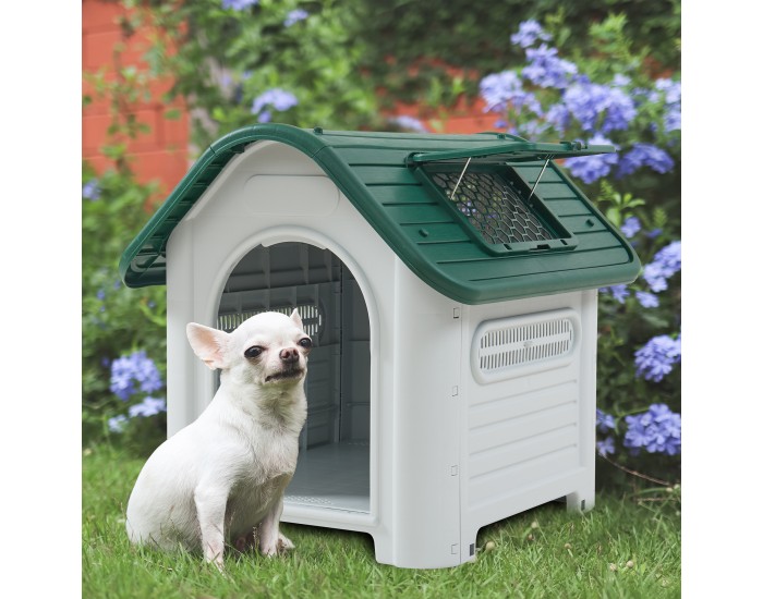 Кучешка колиба Bello 87x72x75 см Бяло/Зелено []