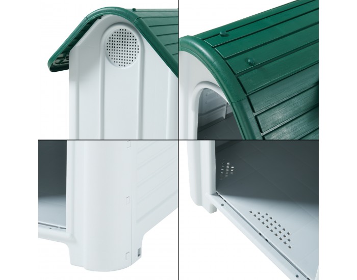 Кучешка колиба Bello 87x72x75 см Бяло/Зелено []