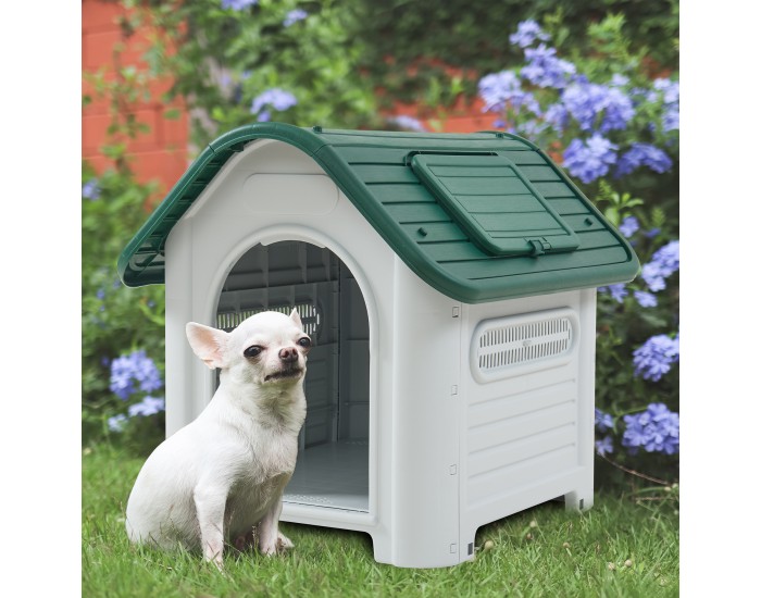 Кучешка колиба Bello 87x72x75 см Бяло/Зелено []