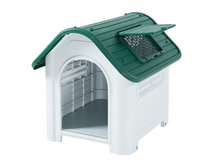 Кучешка колиба Bello 87x72x75 см Бяло/Зелено []