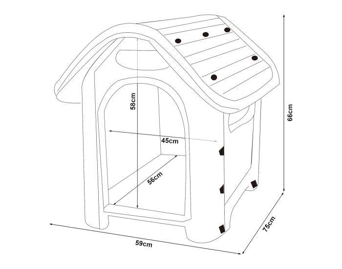 Кучешка колиба Bello 75x59x66 см Бяло/Зелено []