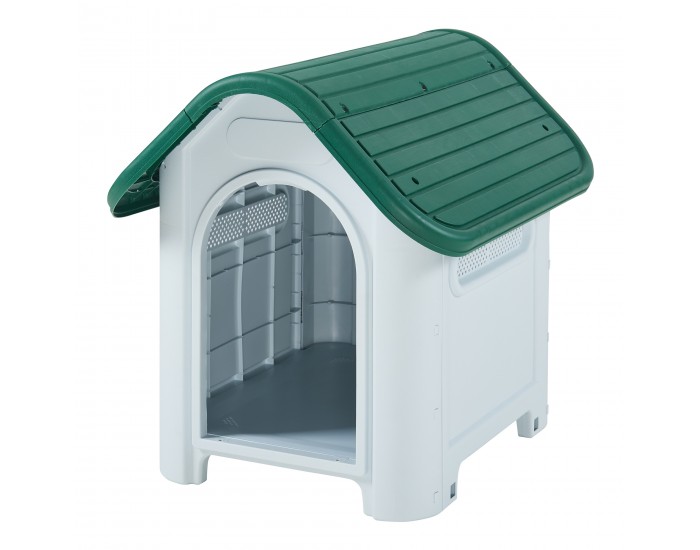 Кучешка колиба Bello 75x59x66 см Бяло/Зелено []